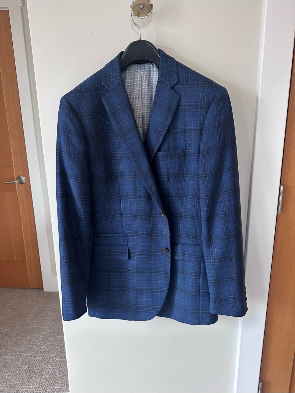 Johnston & Murphy Men's Blue Plaid Blazer - Classic Tailored Jacket